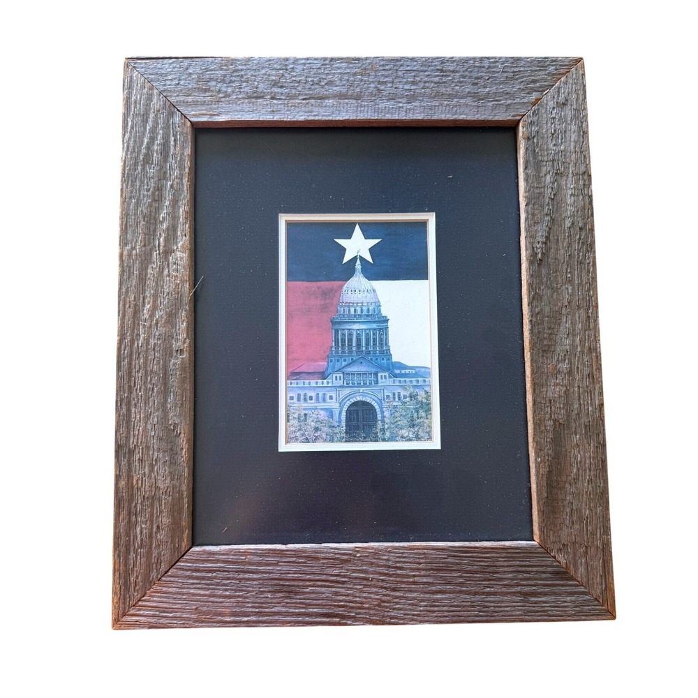 Vintage Texas Capitol Art Print Rustic Framed Lucille Enterprises‎ 1986 Austin